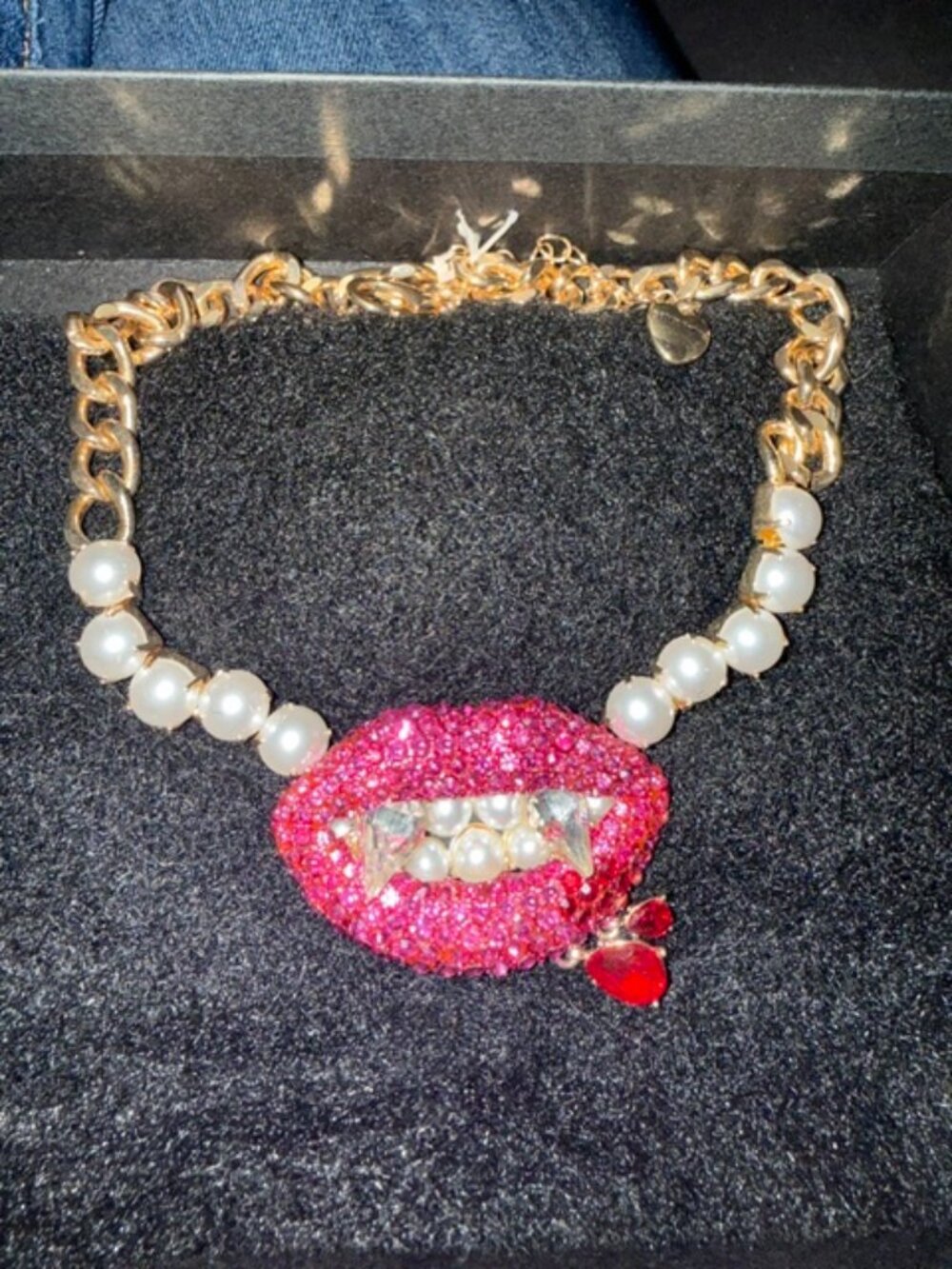 Betsey Johnson Vampire Teeth Pearl Necklace